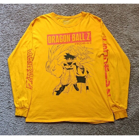 Dragon Ball Z T-Shirt Men’s Large Yellow Long Sleeve - Picture 1 of 8